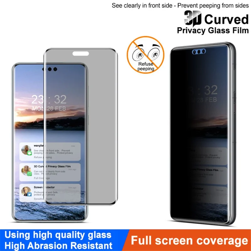 IMAK For Huawei Mate 60 Pro / Mate 60 Pro+ Film Anti-peep 3D Curved Full Screen Protectors