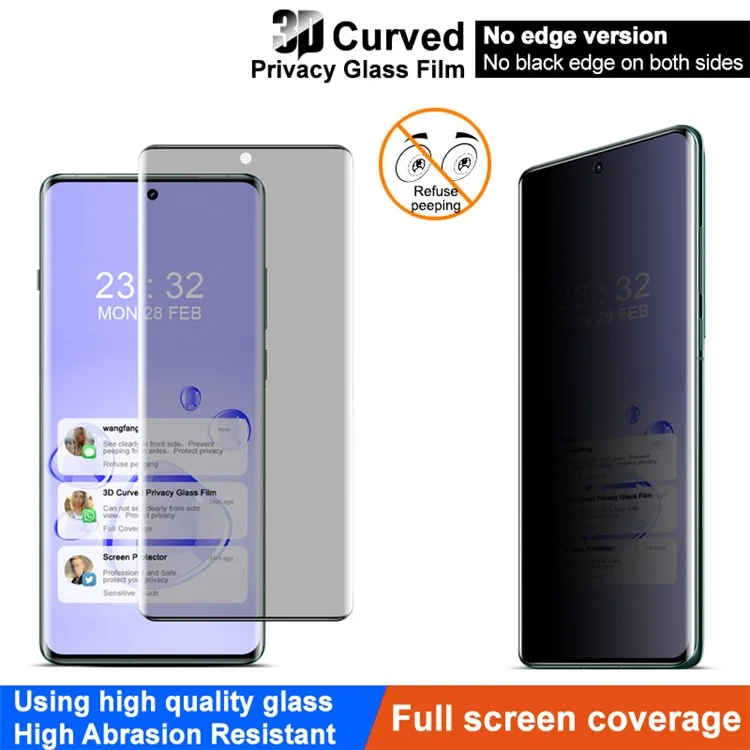 IMAK Pour Oppo Find X6 Pro Protecteur d'écran de confidentialité Verre trempé Film de protection d'écran 3D incurvé