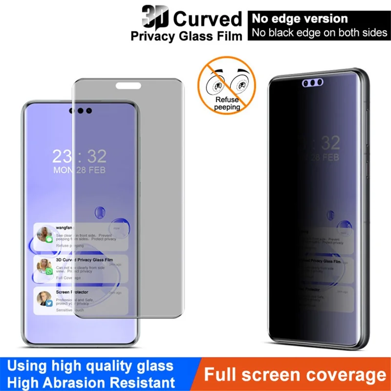 IMAK For Huawei Mate 60 Pro / Mate 60 Pro+ Screen Protector Privacy 3D Curved Shatterproof Film