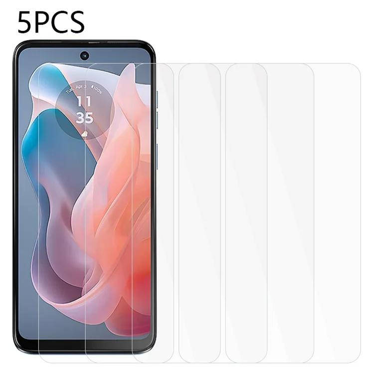 5 PEÇAS para Motorola Moto E14 4G / G04 4G / G04s 4G / G24 4G Protetor de Tela de Vidro Temperado 2.5D Sem Bolhas