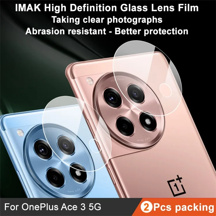 Imak 2pcs / Установить Для OnePlus Ace 3 5G / 12R 5G Camera Lins Protector HD Прозрачная Пленка из Закаленного Стекла