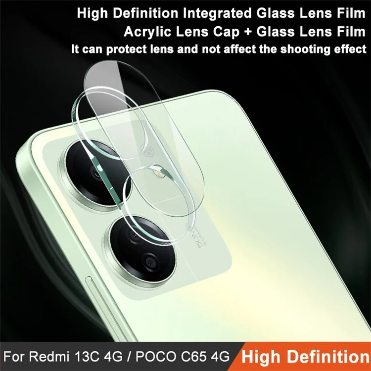 IMAK Para Xiaomi Redmi 13C 4G / Poco C65 4G Protetor de Lente de Câmera Integrado Vidro Temperado + Tampa da Lente Acrílica