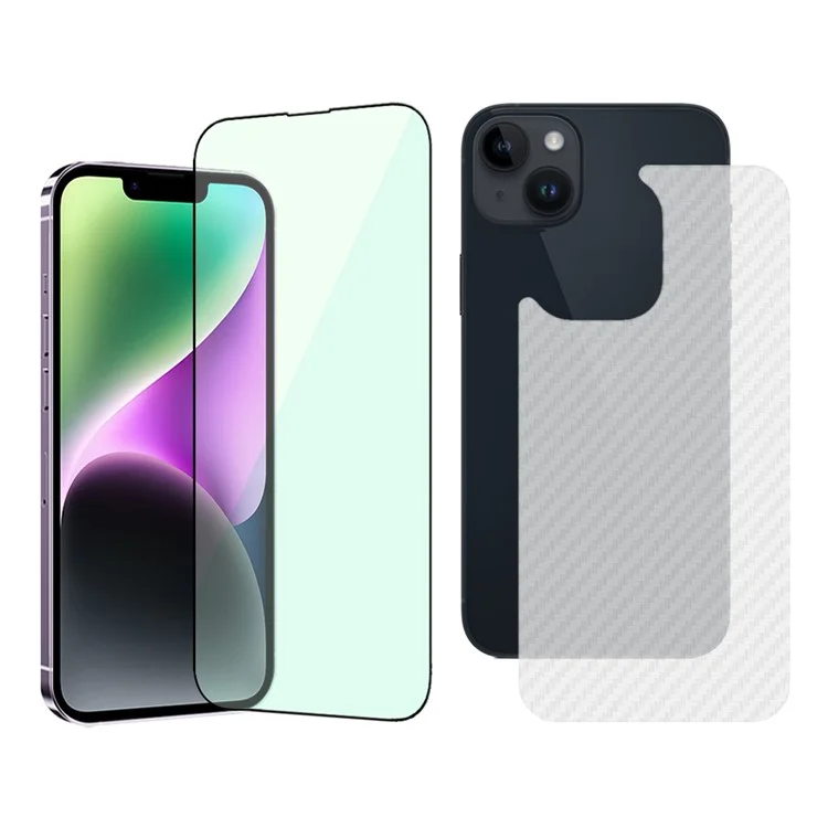 Protezione dello schermo per iPhone 14 TGVI's - Protezione anti-raggi verdi, protezione per gli occhi, pellicola protettiva anteriore + protezione posteriore
