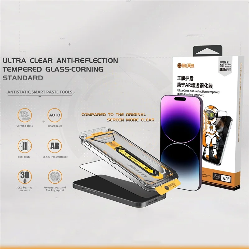 TGVI'S Protector de Pantalla para iPhone 14 Pro Max Corning Gorilla Glass Película Clara+Protector Trasero