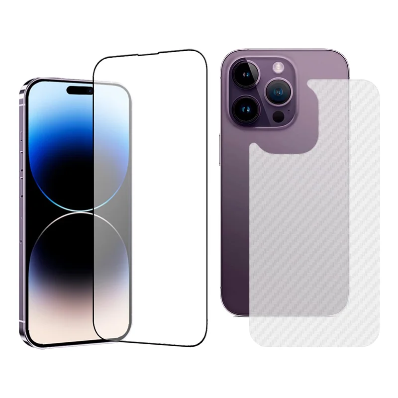 TGVI'S For iPhone 14 Pro Max HD Clear High Aluminum-Silicon Glass Front Screen Film with Back Protector