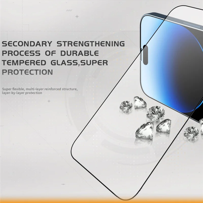 TGVI'S For iPhone 14 Pro Max HD Clear High Aluminum-Silicon Glass Front Screen Film with Back Protector