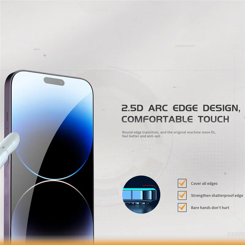 TGVI'S For iPhone 14 Pro Max HD Clear High Aluminum-Silicon Glass Front Screen Film with Back Protector