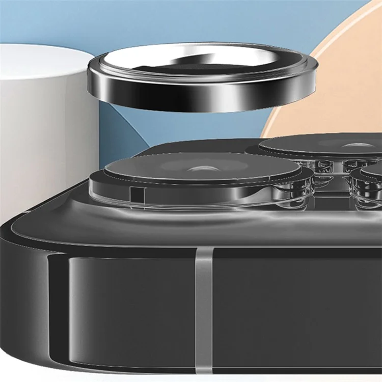 TGVI'S 1 Set For iPhone 15 Pro / 15 Pro Max Camera Lens Protector AR Clear Individual Lens Film - Grey