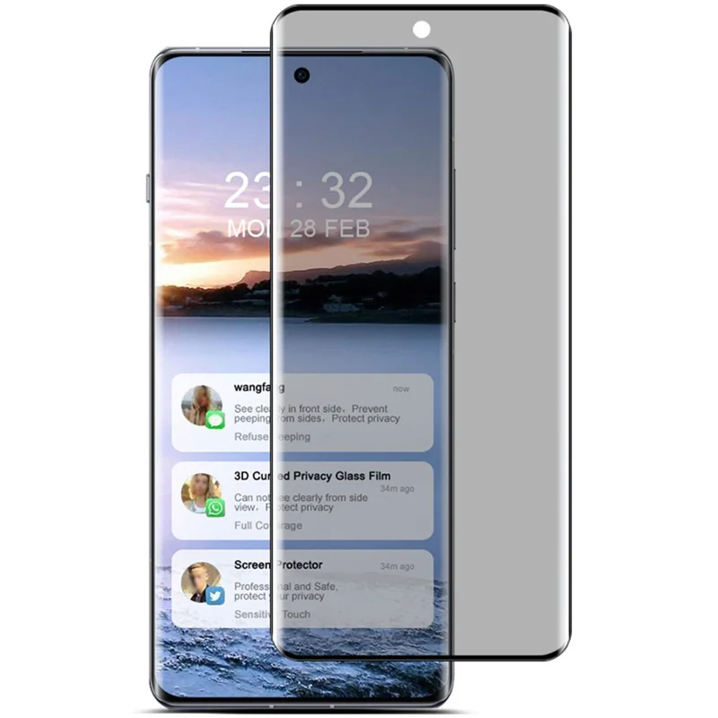 IMAK Para Oppo Find X7 5G Película de Pantalla Anti-espionaje Cobertura Completa Protector 3D Curvado