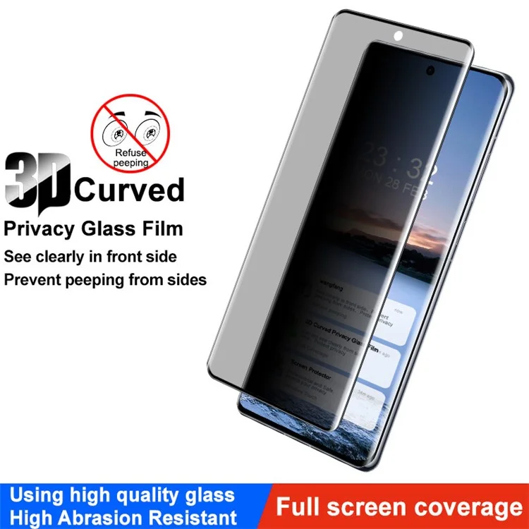 IMAK Pour Oppo Find X7 Ultra Film d'écran Anti-peep Protecteur d'écran en verre trempé