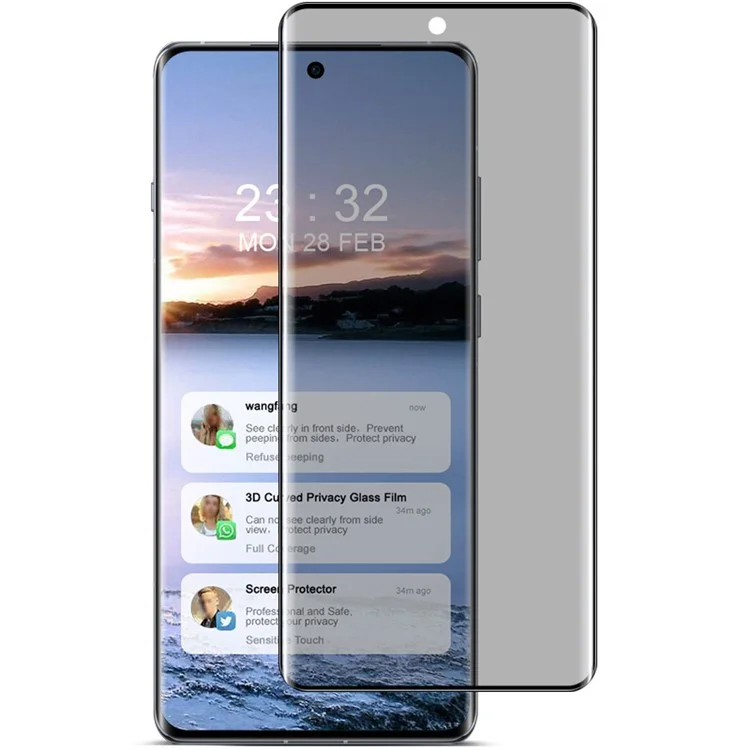 IMAK Pour Oppo Find X7 Ultra Film d'écran Anti-peep Protecteur d'écran en verre trempé