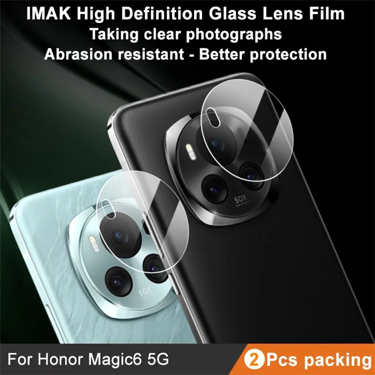 IMAK 2Pcs / Set For Honor Magic6 5G Tempered Glass Lens Protector HD Clear Camera Lens Film