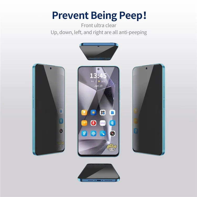 ENKAY HAT PRINCE 5Pcs Para Samsung Galaxy S24 Ultra Anti-Spy Screen Protector Silk Printing Black Edge