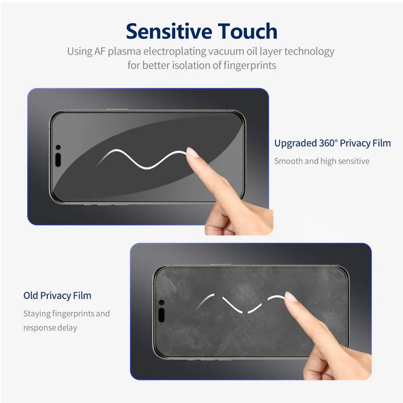 ENKAY HAT PRINCE 2Pcs For iPhone 14 Pro Screen Protector Silk Printing Anti-Peep Screen Film