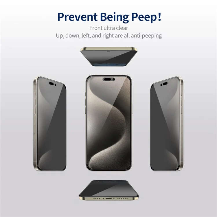 ENKAY HAT PRINCE 2Pcs For iPhone 15 Pro Max Антишпионская плёнка с высококачественным алюминиево-кремниевым стеклом для экрана