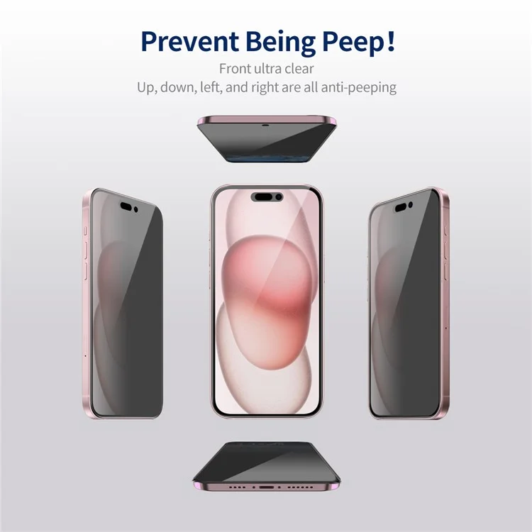 ENKAY PRINCE HAT 5 шт. для iPhone 15 Full Screen Protector Anti-Spy Black Edge Anti-explosion Film