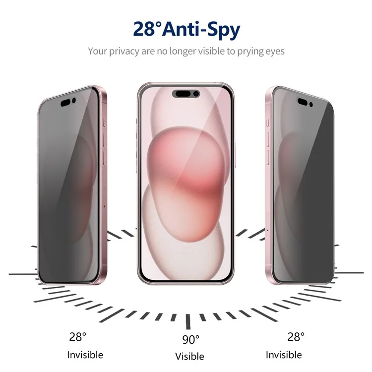 ENKAY PRINCE HAT 5 шт. для iPhone 15 Full Screen Protector Anti-Spy Black Edge Anti-explosion Film