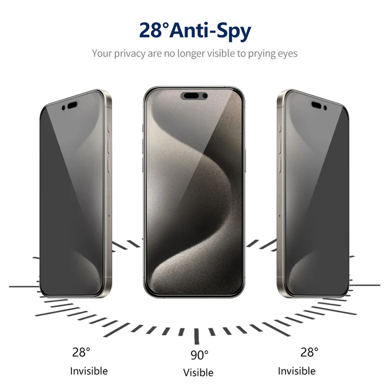 ENKAY HAT PRINCE 2Pcs Pour iPhone 15 Pro Protecteur d'écran Anti-espion Impression de soie sur le verre 9H