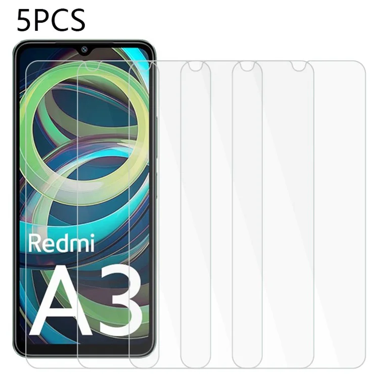 5pcs Para Xiaomi Redmi A3 Protector de Pantalla Temperada Vidrio Templado Alta Definición de 0.3 mm Película