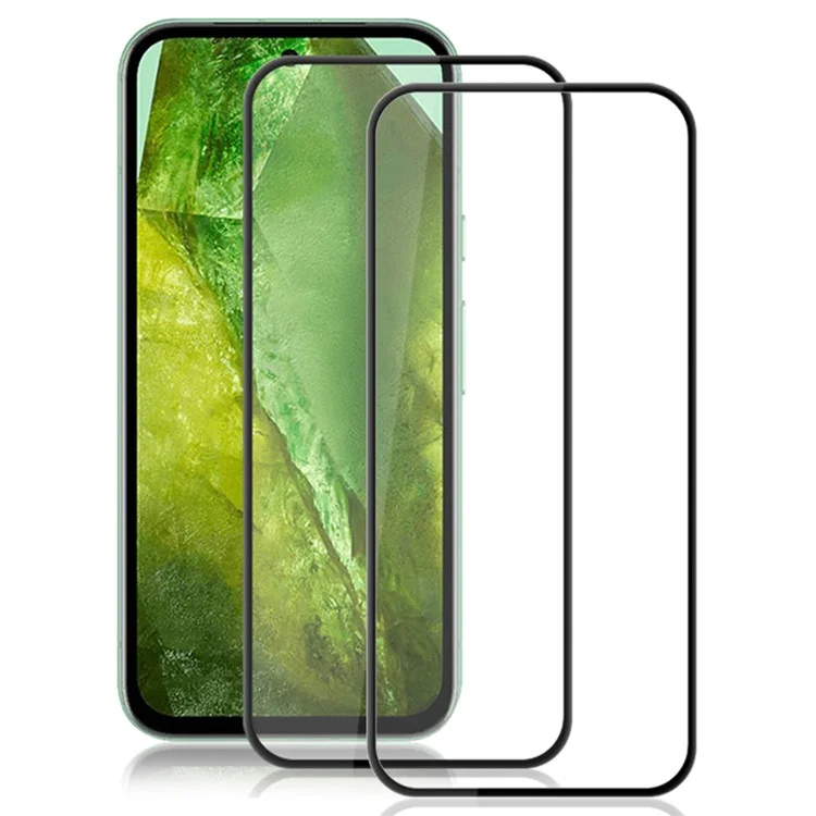 AMORUS 2Pcs For Google Pixel 8a Silk Printing Screen Protector Full Glue Tempered Glass Film - Black