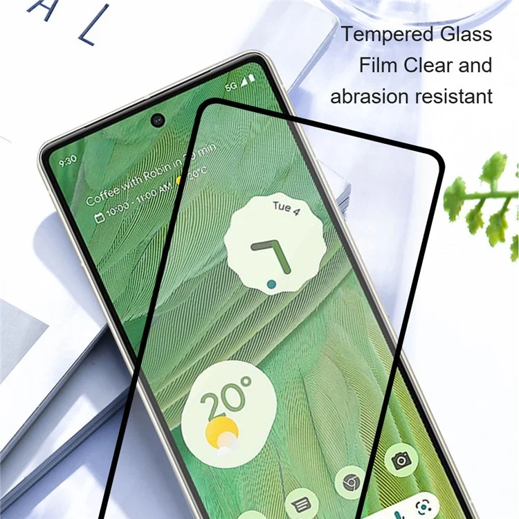 AMORUS 2Pcs For Google Pixel 8a Silk Printing Screen Protector Full Glue Tempered Glass Film - Black