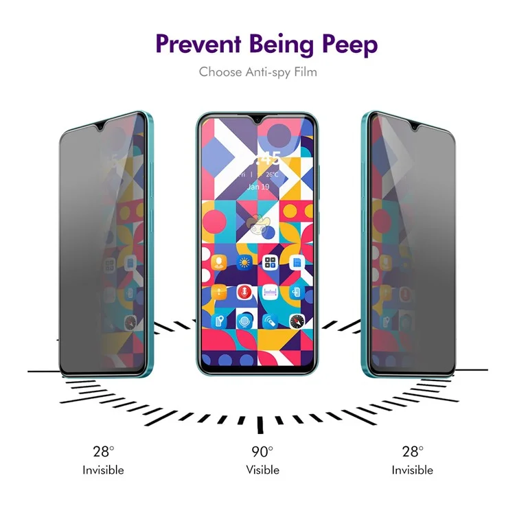 ENKAY HAT PRINCE For Xiaomi Redmi A3 4G / Poco C61 4G Tempered Glass Screen Protector Anti-Peep Full Cover Film