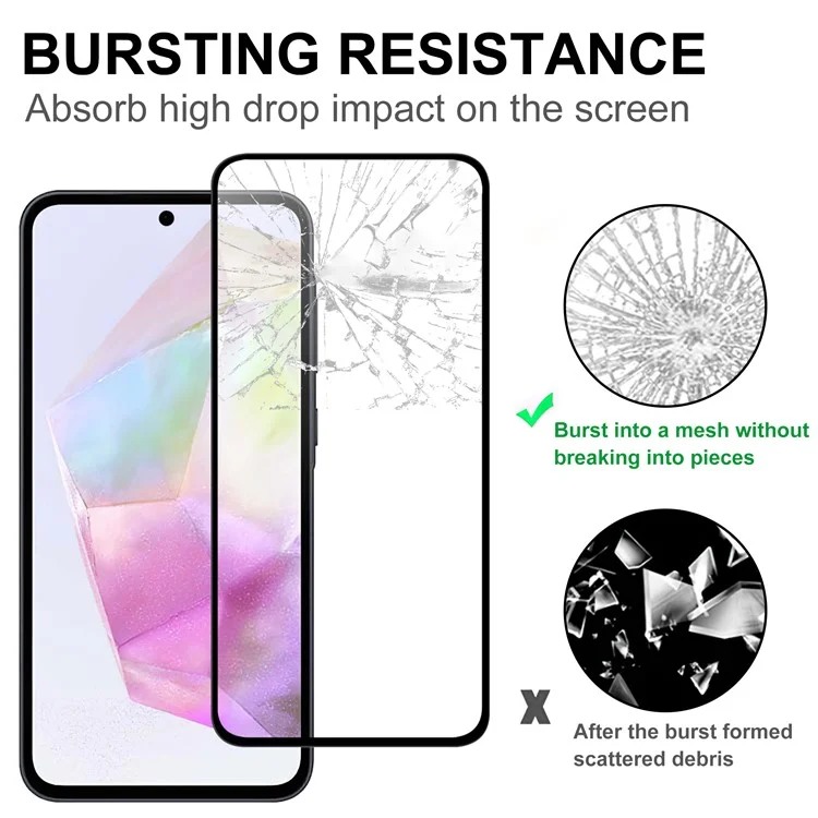 Für Samsung Galaxy A35 5G AGC Glas-Bildschirmschutz Schwarze Kante Vollkleber-Film