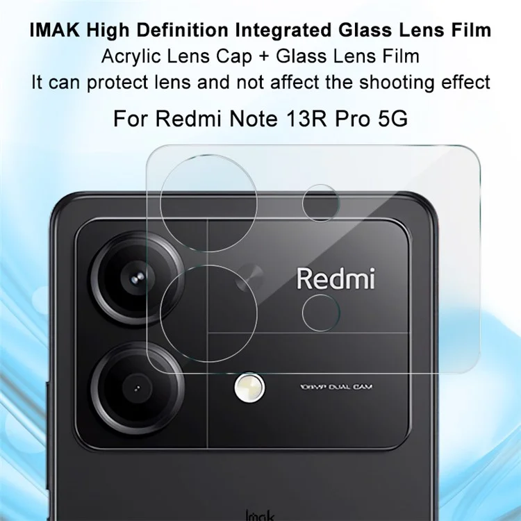 IMAK Pour Xiaomi Redmi Note 13R Pro 5G Film de Protection de Lentille Transparente Intégrée Protecteur de Lentille de Caméra avec Capuchon de Lentille