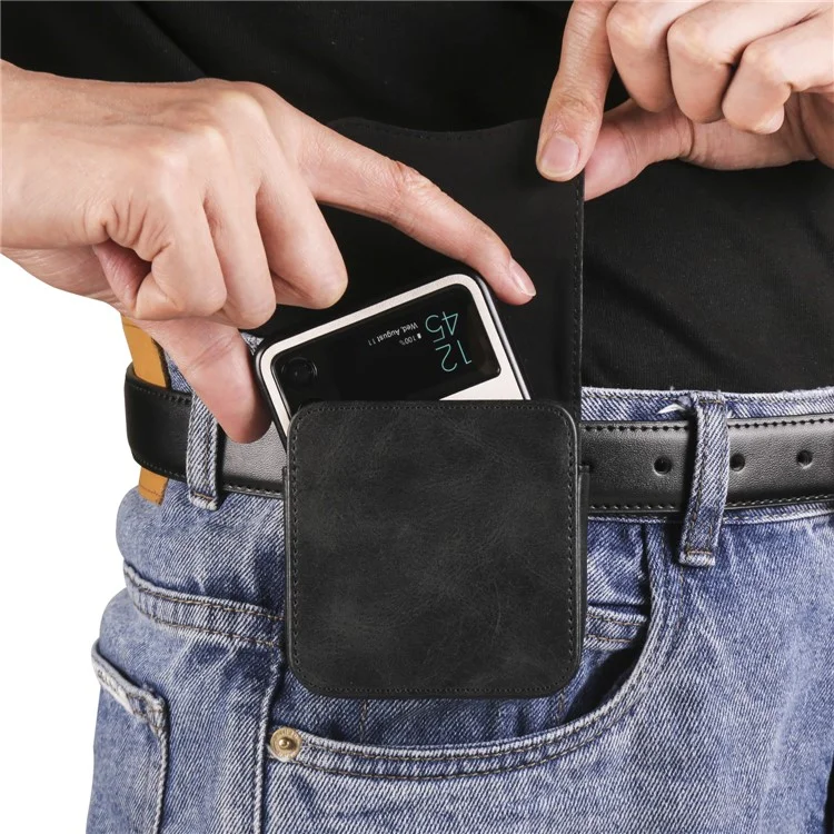 Phone Belt Bag for Universal Folding Cell Phones Magnetic Waist Pouch with Card Slots - Black