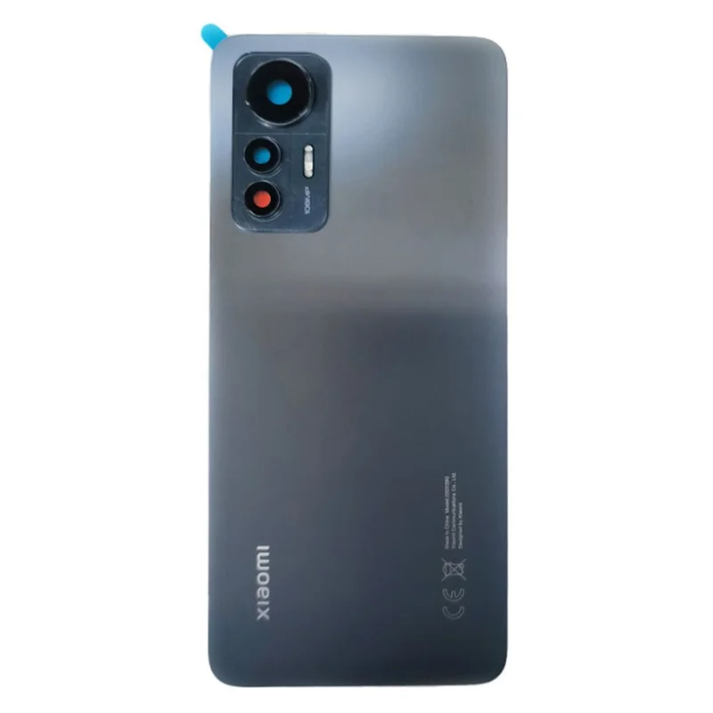 For Xiaomi 12 Lite 5G Back Battery Housing Cover with Camera Ring Lens Cover Spare Part - Black