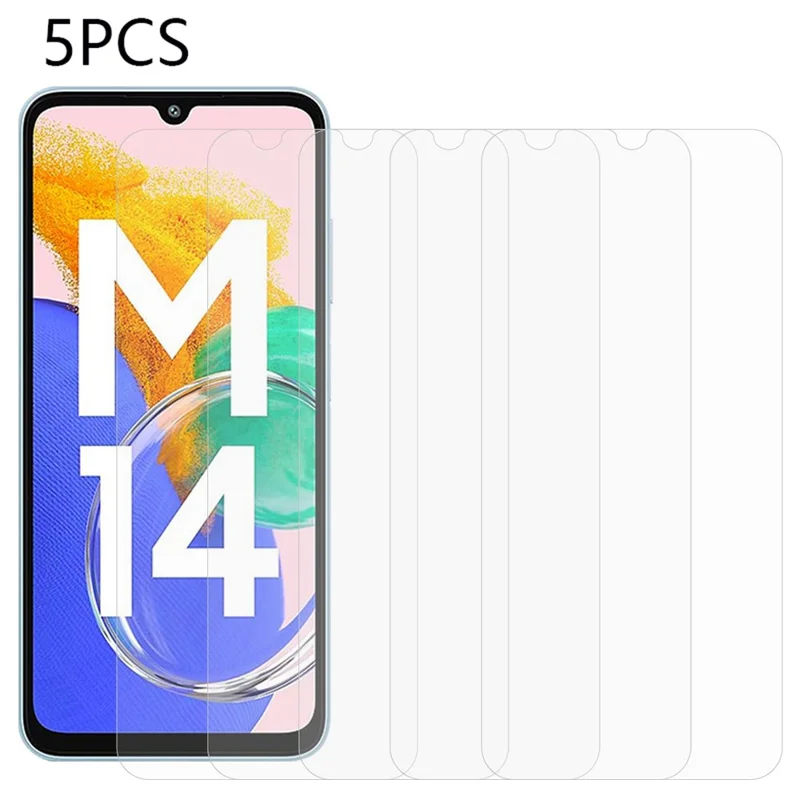 5PCS For Samsung Galaxy M14 4G 0.3mm Screen Protector 2.5D Arc Edge Tempered Glass Film