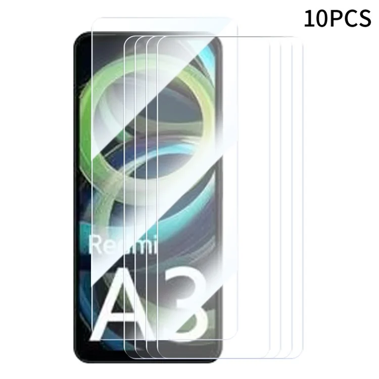 RURIHAI 10 Unidades Para Xiaomi Redmi A3+ Protetor de Tela Claro 9H Dureza Alto Filme de Vidro de Alumínio-Silício