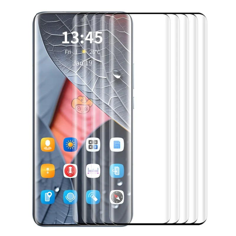ENKAY HAT PRINCE 5PCS For Xiaomi Redmi Note 13 Pro+ 5G Side Glue Film 3D Curved Screen Protector Support Fingerprint Unlock