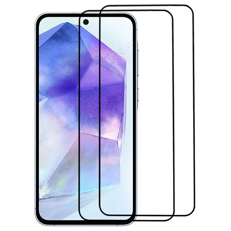 2 Stück für Samsung Galaxy A55 5G Seidendruckfull Screen Protector Gehärtetes Glas Vollklebe-Film