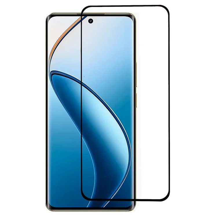 Für Realme 12 Pro 5G / 12 Pro+ 5G Bildschirmschutz Seidendruck Gebogene Kante Gehärtetes Glasfilm