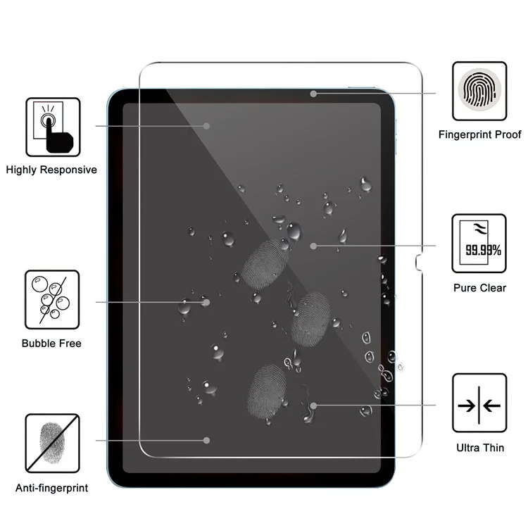 Pour iPad Air 11 (2024) Film de Protection Arc Edge Verre Trempé Anti-empreintes Écran Complet