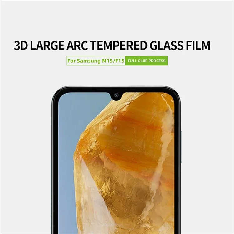 Pinwuyo JK Film 2 de Vidrio Con Temperamento Curvo 2 Para Samsung Galaxy M15 5G / F15 5G Protector de Pantalla Completa