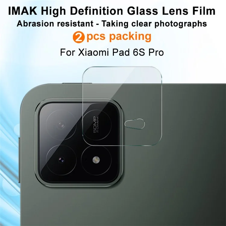 Imak 2pcs / Definido Para Xiaomi Pad 6s Pro 12.4 Lente de Câmera Protetor HD Filme de Lente de Vidro Temperado Claro