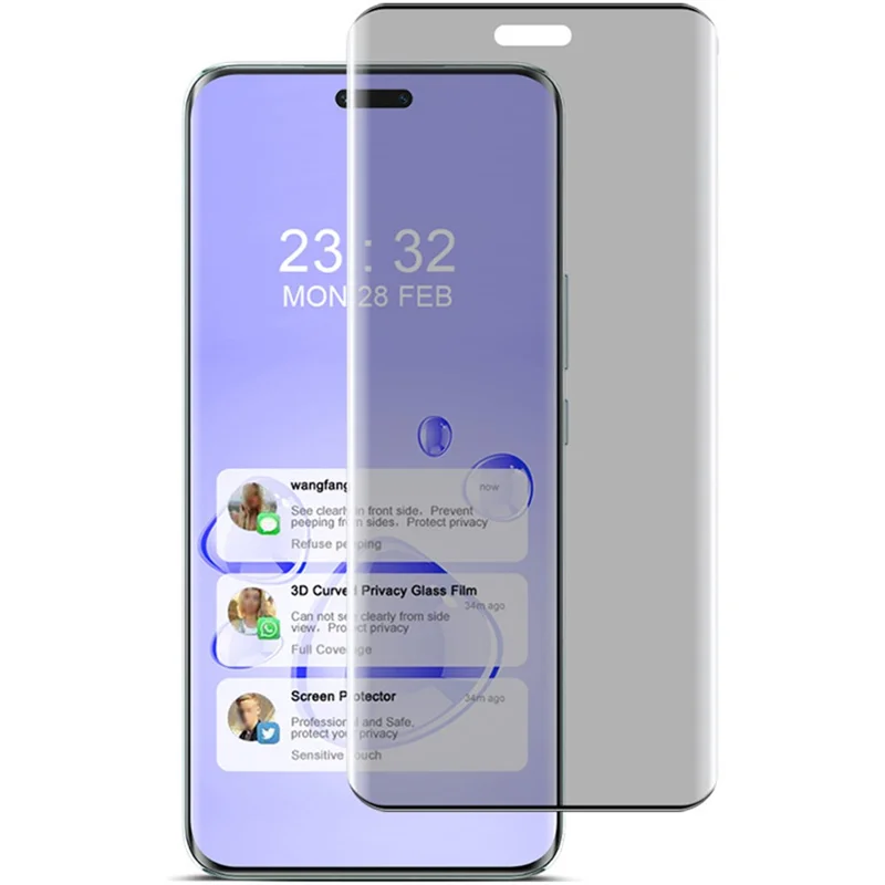 IMAK For Honor Magic6 Pro 5G / Magic6 Ultimate 5G Anti-Spy Screen Film 3D Curved Tempered Glass Full Screen Protector