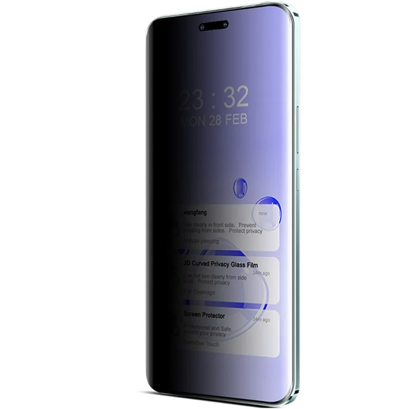 IMAK For Honor Magic6 Pro 5G / Magic6 Ultimate 5G Anti-Spy Screen Film 3D Curved Tempered Glass Full Screen Protector