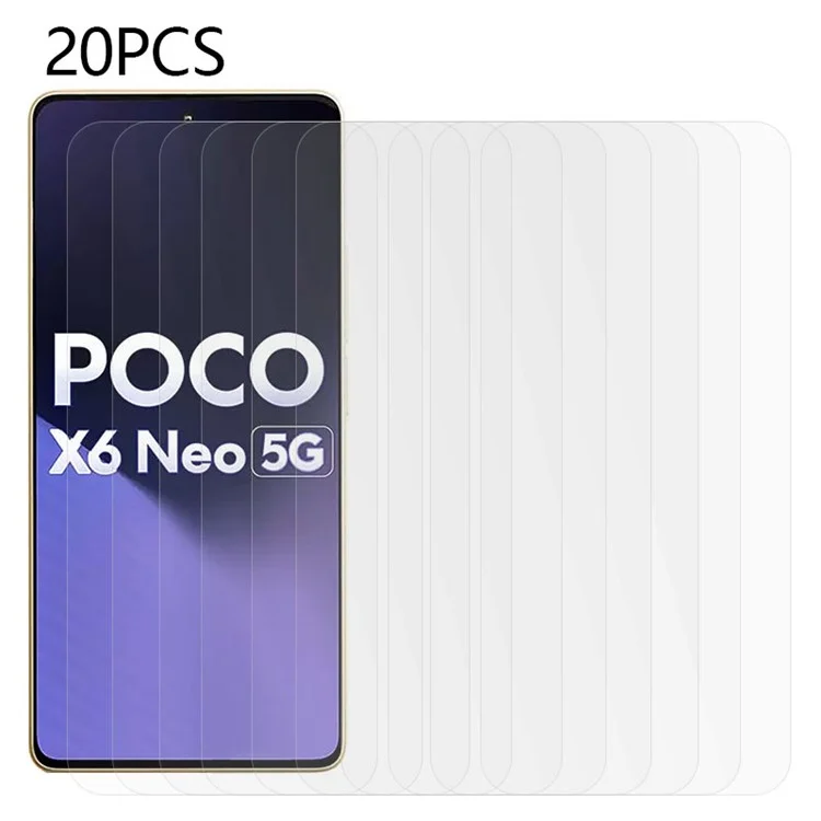 20PCS para Xiaomi Poco X6 Neo 5G Protector de Pantalla 0.3mm 2.5D Anti-Burbujas Película de Vidrio Templado