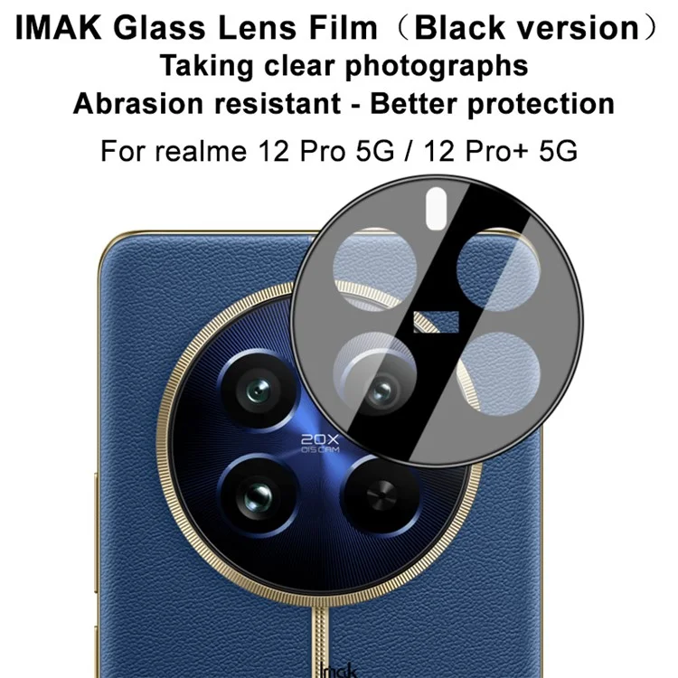 IMAK Für Realme 12 Pro 5G / 12 Pro+ 5G Gehärtetes Glas Linsenschutzfolie Ultra Klar Kameraobjektiv Schutz (Schwarze Version)