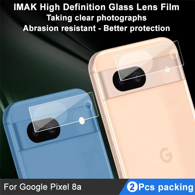 IMAK 2Pcs  /  Set for Google Pixel 8a Tempered Glass Lens Film Ultra Clear Camera Lens Protector