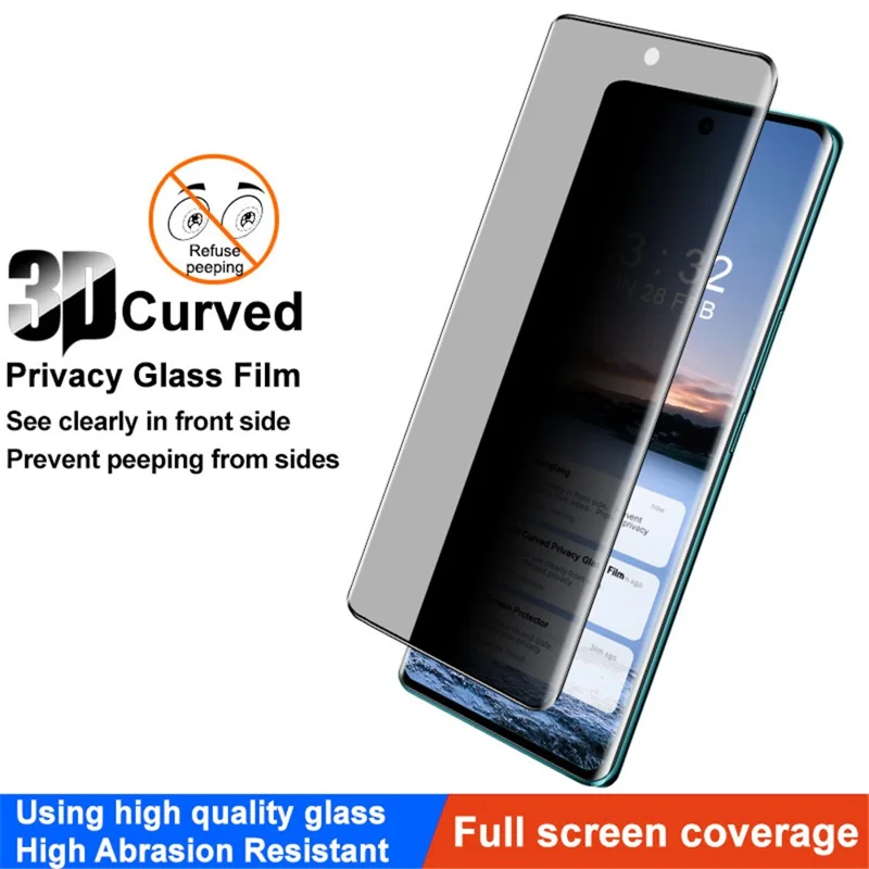 IMAK Para Vivo V30 5G / V30 Pro 5G Anti-Spy Privacy Screen Protector 3D Filme de Vidro Temperado Curvado