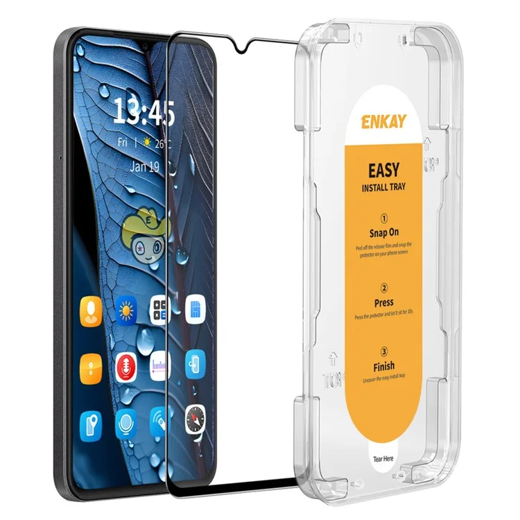 ENKAY HAT PRINCE Para Realme V23 5G / V11 5G Protector de pantalla con bandeja de instalación fácil Film de vidrio de silicio de aluminio de alta calidad