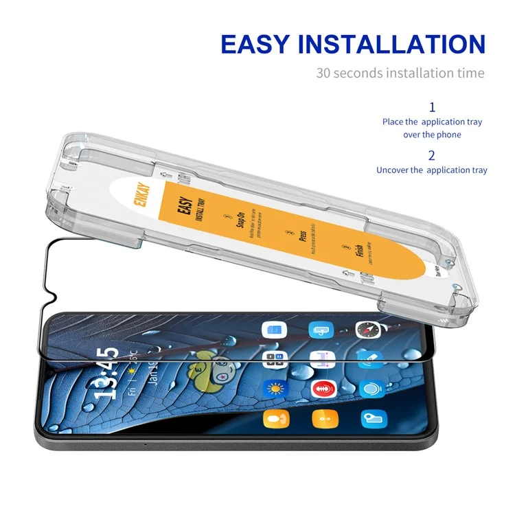 ENKAY HAT PRINCE Para Realme V23 5G / V11 5G Protector de pantalla con bandeja de instalación fácil Film de vidrio de silicio de aluminio de alta calidad