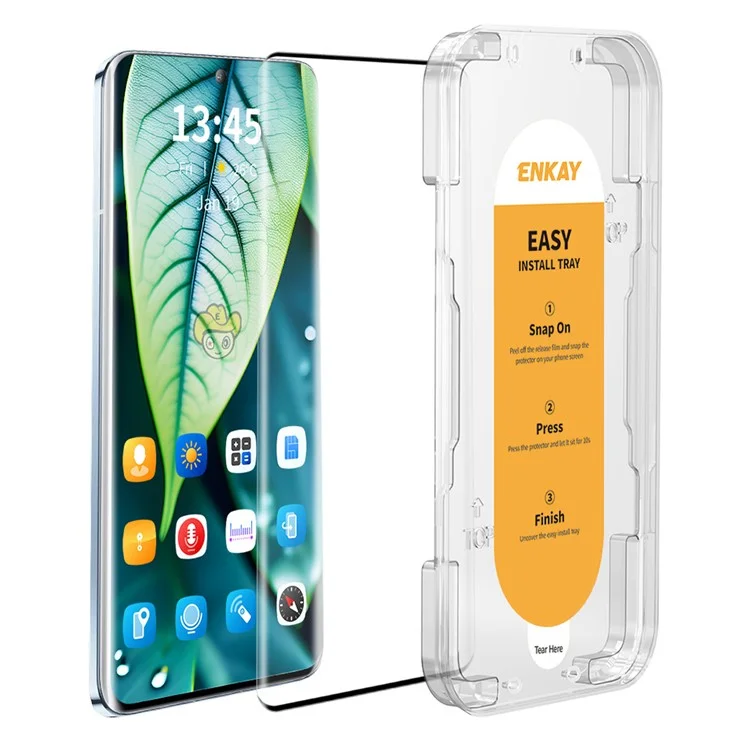 ENKAY HAT PRINCE Para Oppo Reno10 Pro 5G (Global) / Reno10 Pro+ 5G Protetor de Tela 3D Curvo de Alto Vidro de Alumínio-silício Transparente