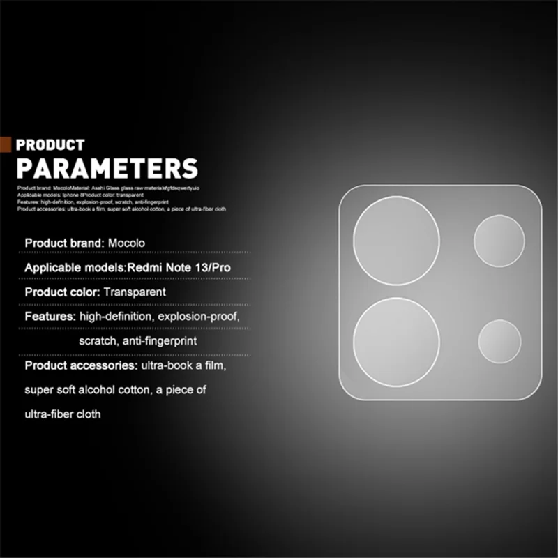 MOCOLO Para Xiaomi Redmi Note 13 5G Protetor de Lente de Câmera de Vidro Temperado - Transparente