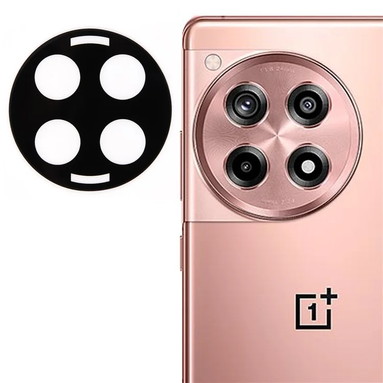 For OnePlus Ace 3 5G / 12R 5G Tempered Glass Lens Film Silk Printing Black Phone Lens Protector