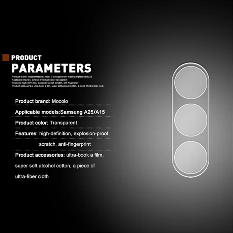MOCOLO Pour Samsung Galaxy A25 5G (Global) (161,0 x 76,5 x 8,3 mm) Protecteur d'objectif de caméra Verre trempé HD Flim d'objectif